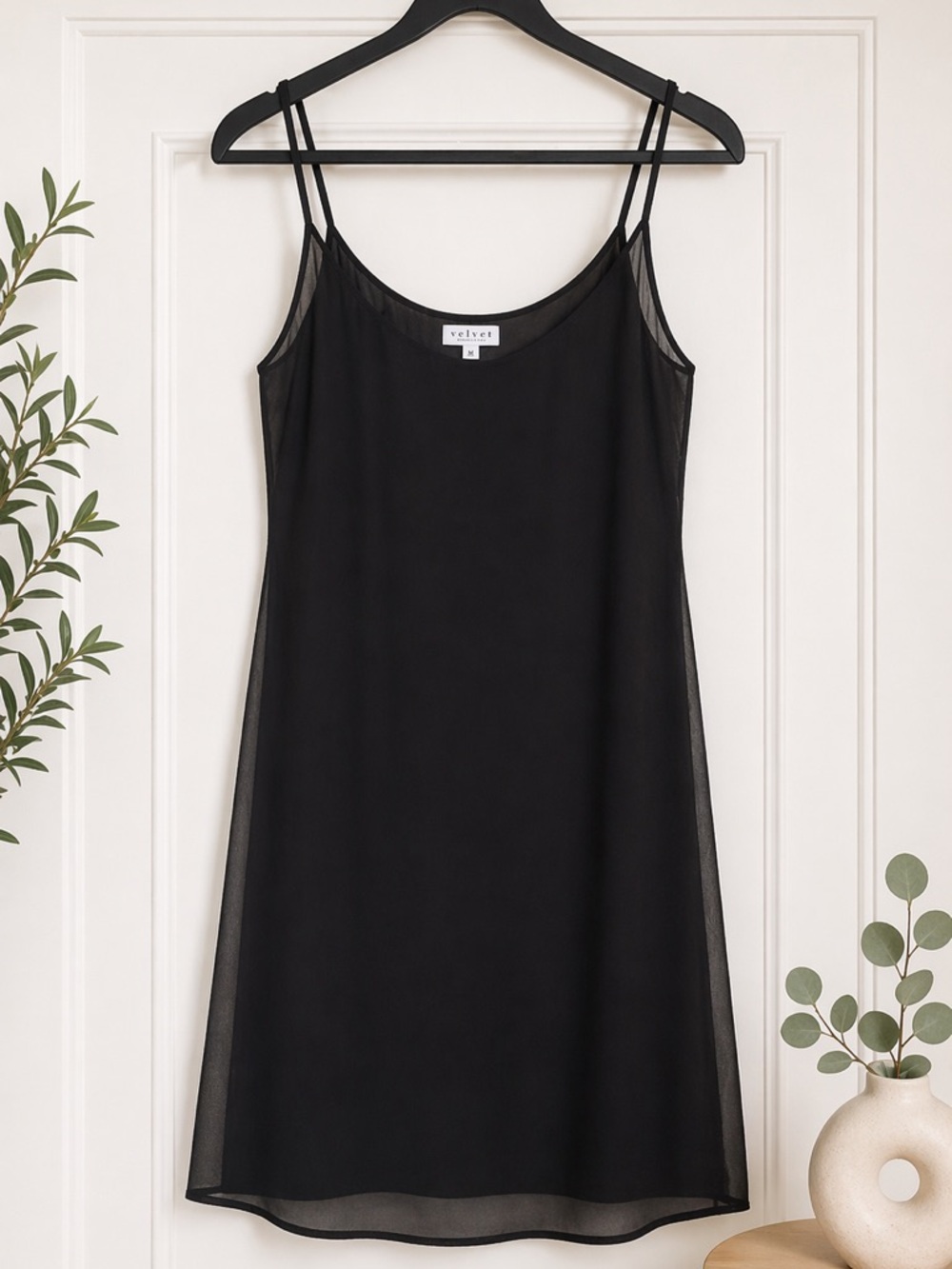 Velvet Graham Spencer Black White Midi Dress Long Sleeve Flowy Minimal Chic - Picture 3 of 5